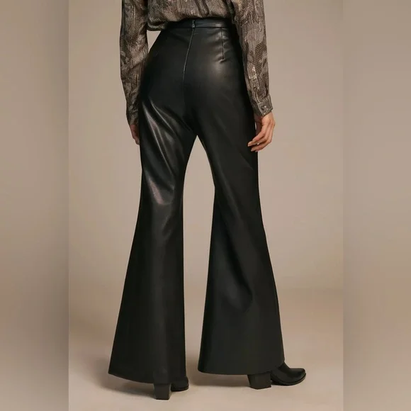 Anthropologie Hutch FAUX LEATHER Pants Flare Black Size‎ 4